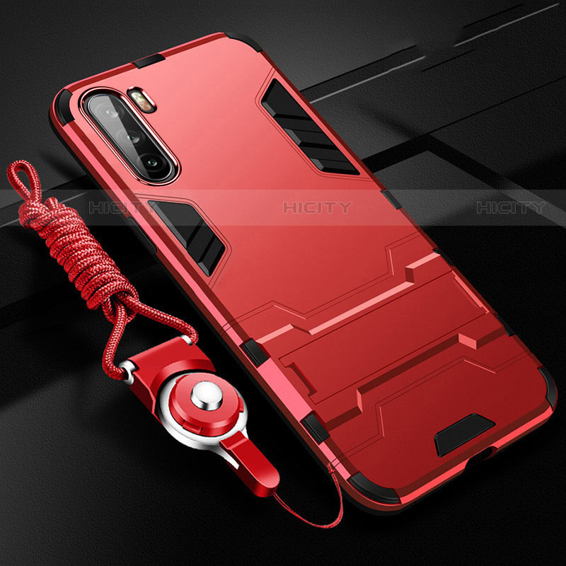 Coque Contour Silicone et Plastique Housse Etui Mat avec Aimant Magnetique Support A01 pour Huawei Mate 40 Lite 5G Rouge Plus