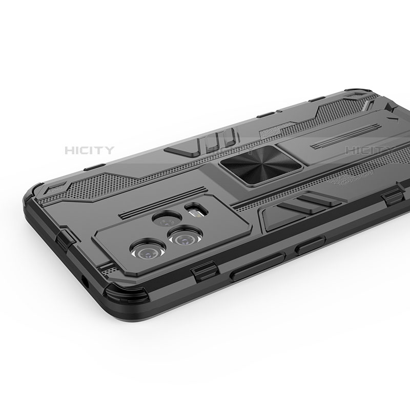 Coque Contour Silicone et Plastique Housse Etui Mat avec Aimant Magnetique Support A01 pour Vivo iQOO 8 Pro 5G Plus