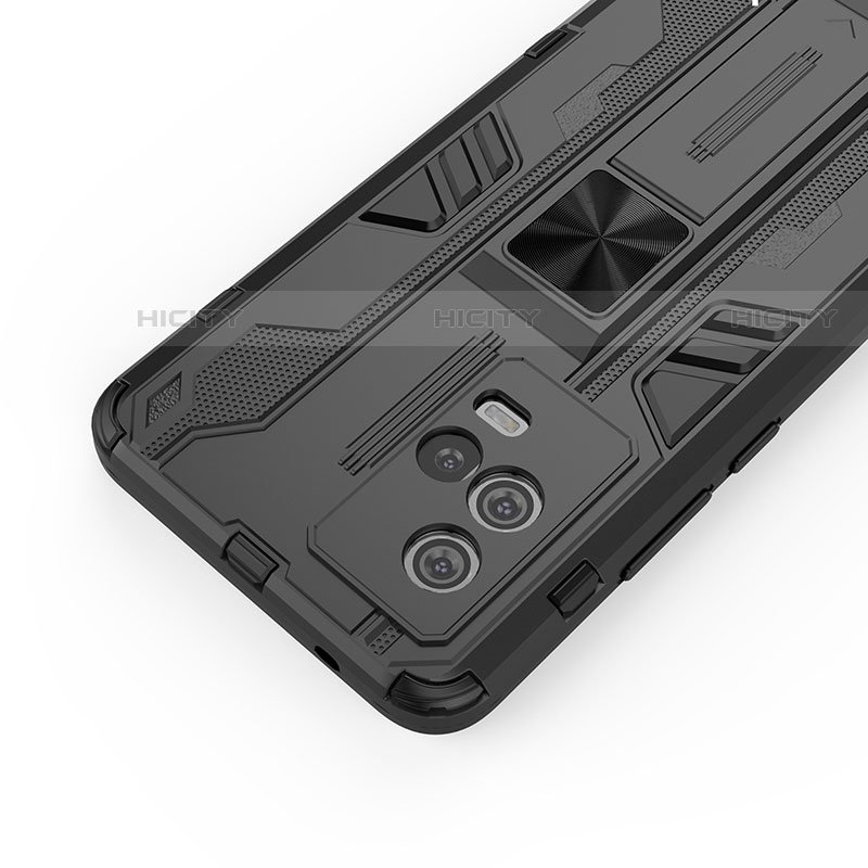 Coque Contour Silicone et Plastique Housse Etui Mat avec Aimant Magnetique Support A01 pour Vivo iQOO 8 Pro 5G Plus