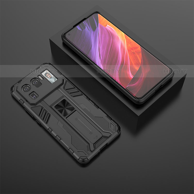 Coque Contour Silicone et Plastique Housse Etui Mat avec Aimant Magnetique Support A02 pour Xiaomi Mi 11 Ultra 5G Noir Plus