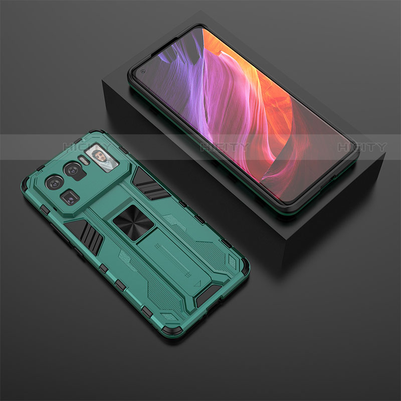 Coque Contour Silicone et Plastique Housse Etui Mat avec Aimant Magnetique Support A02 pour Xiaomi Mi 11 Ultra 5G Vert Plus