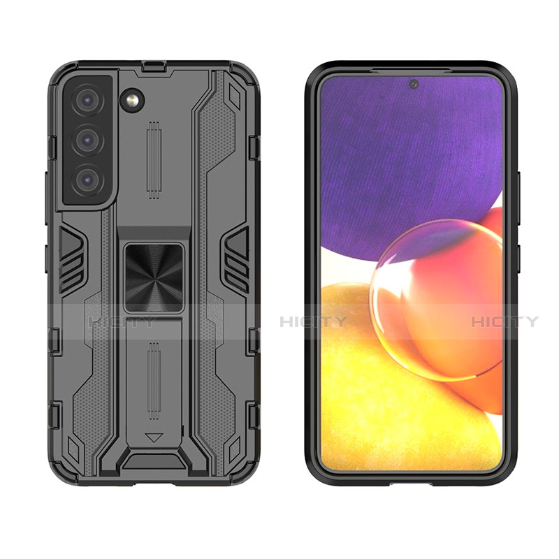 Coque Contour Silicone et Plastique Housse Etui Mat avec Aimant Magnetique Support A03 pour Samsung Galaxy S21 5G Noir Plus