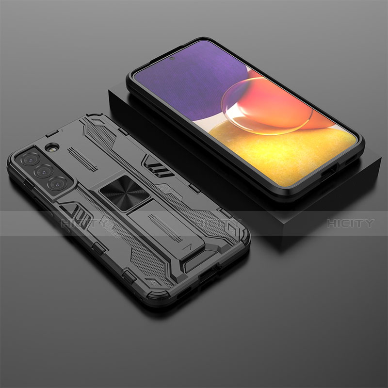 Coque Contour Silicone et Plastique Housse Etui Mat avec Aimant Magnetique Support A03 pour Samsung Galaxy S21 5G Plus