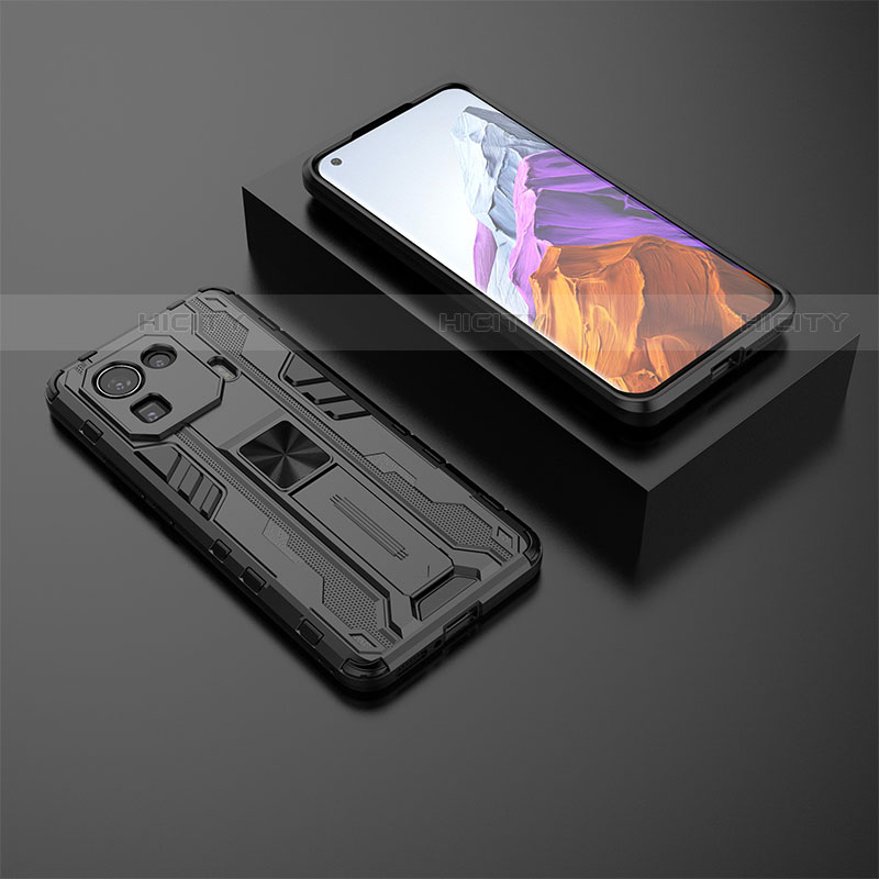 Coque Contour Silicone et Plastique Housse Etui Mat avec Aimant Magnetique Support A03 pour Xiaomi Mi 11 Pro 5G Noir Plus