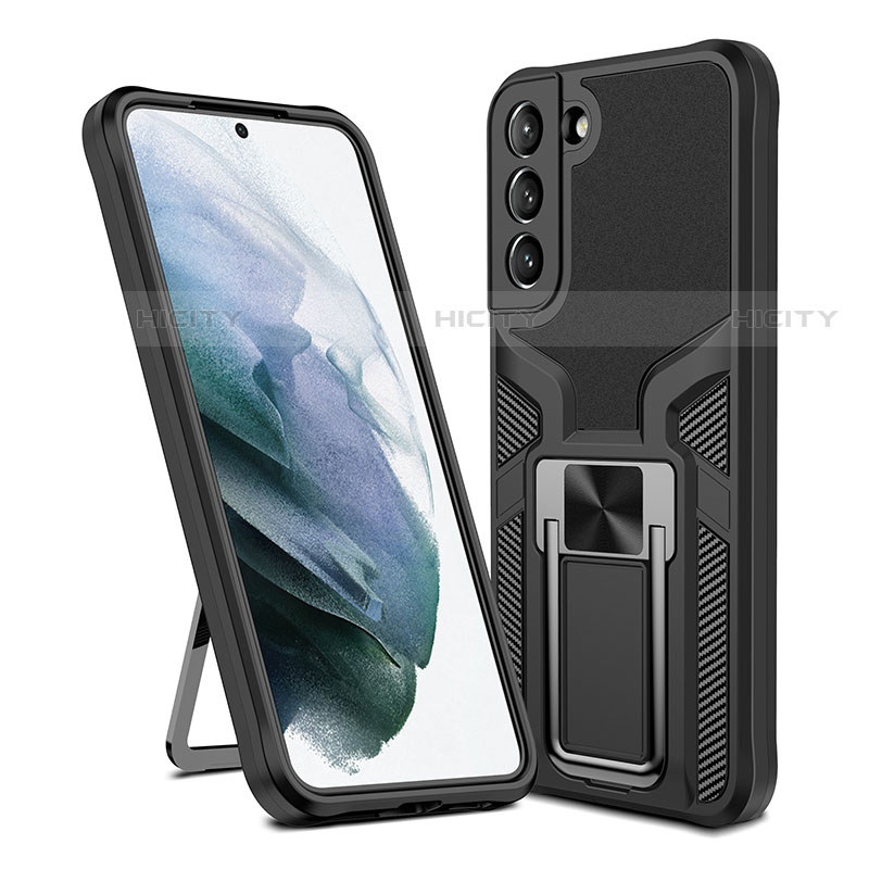 Coque Contour Silicone et Plastique Housse Etui Mat avec Aimant Magnetique Support A05 pour Samsung Galaxy S22 Plus 5G Noir Plus