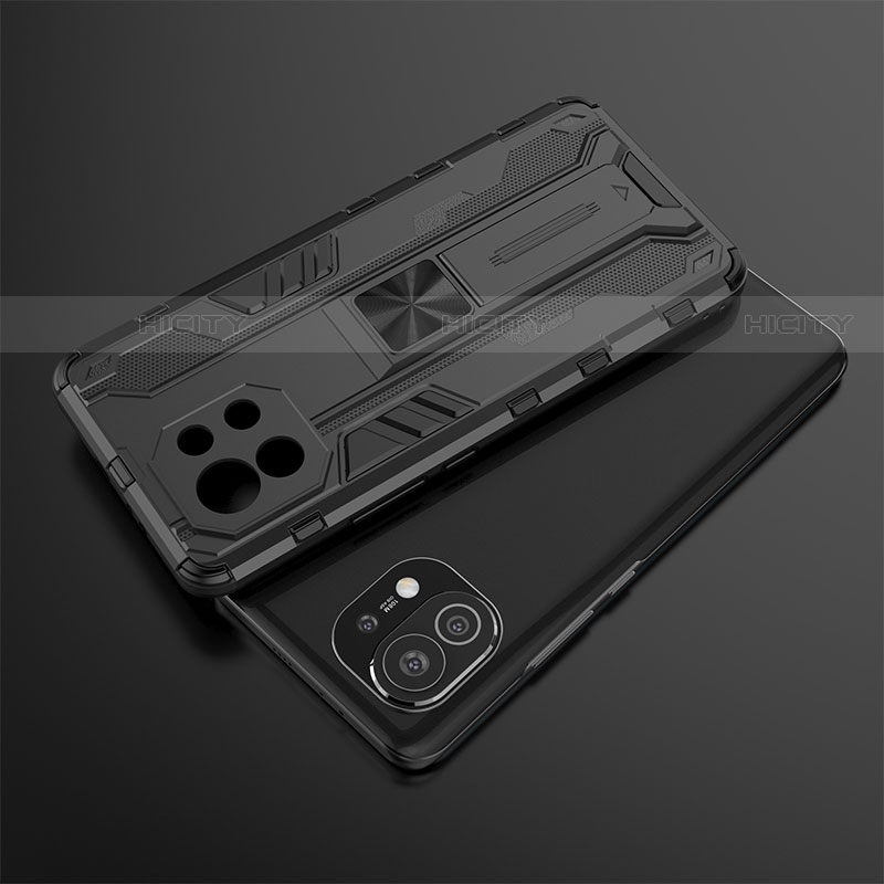 Coque Contour Silicone et Plastique Housse Etui Mat avec Aimant Magnetique Support H01 pour Xiaomi Mi 11 5G Plus