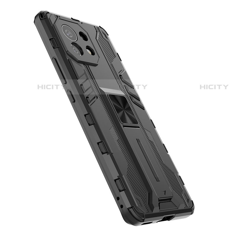 Coque Contour Silicone et Plastique Housse Etui Mat avec Aimant Magnetique Support H01 pour Xiaomi Mi 11 5G Plus