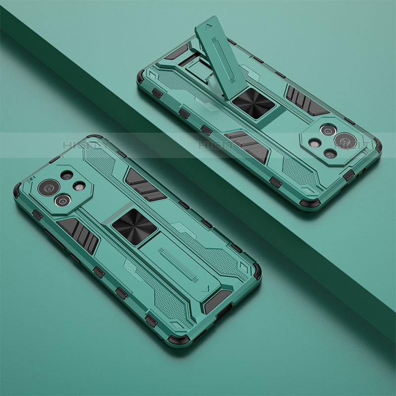 Coque Contour Silicone et Plastique Housse Etui Mat avec Aimant Magnetique Support H01 pour Xiaomi Mi 11 Lite 5G NE Vert Plus