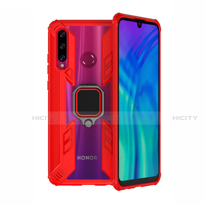 Coque Contour Silicone et Plastique Housse Etui Mat avec Aimant Magnetique Support H02 pour Huawei Honor 10i Rouge Plus