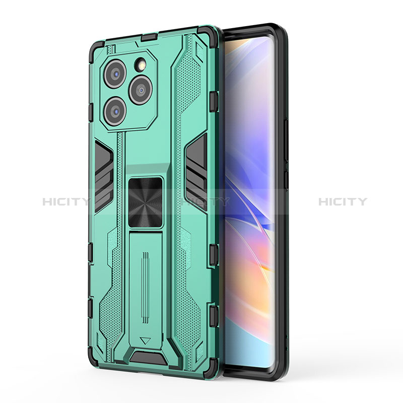 Coque Contour Silicone et Plastique Housse Etui Mat avec Aimant Magnetique Support KC1 pour Huawei Honor 60 SE 5G Vert Plus