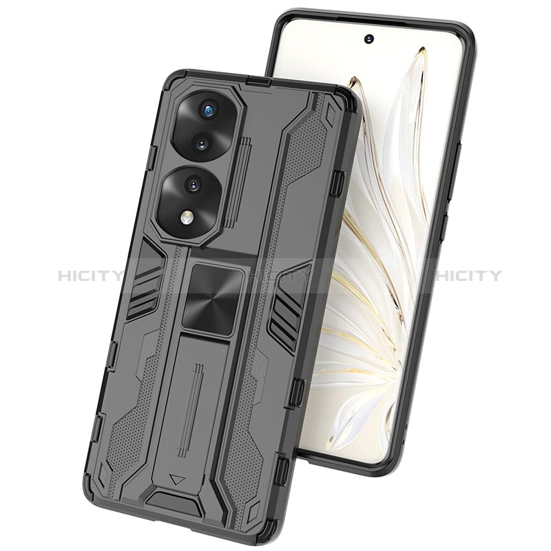 Coque Contour Silicone et Plastique Housse Etui Mat avec Aimant Magnetique Support KC1 pour Huawei Honor 70 Pro+ Plus 5G Plus