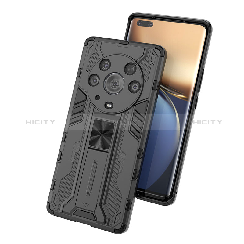 Coque Contour Silicone et Plastique Housse Etui Mat avec Aimant Magnetique Support KC1 pour Huawei Honor Magic3 Pro 5G Plus