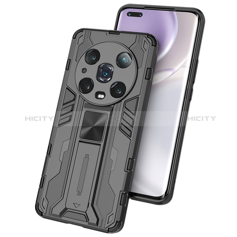 Coque Contour Silicone et Plastique Housse Etui Mat avec Aimant Magnetique Support KC1 pour Huawei Honor Magic4 Pro 5G Plus