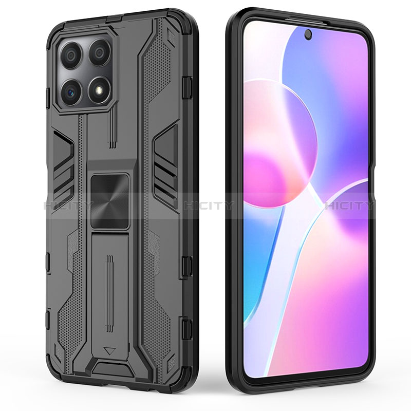 Coque Contour Silicone et Plastique Housse Etui Mat avec Aimant Magnetique Support KC1 pour Huawei Honor X30i Plus