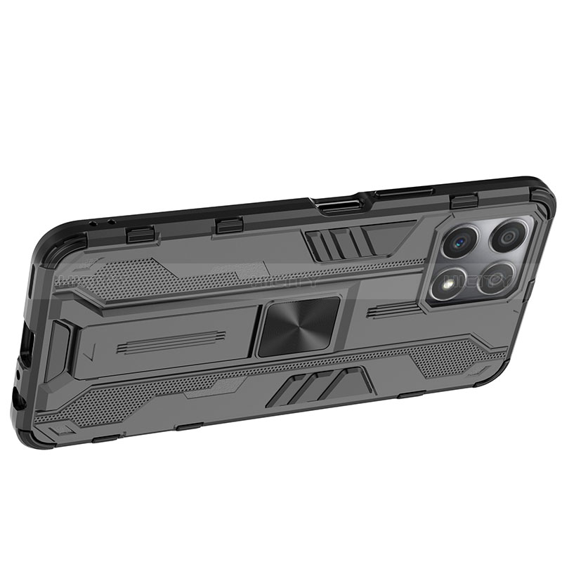 Coque Contour Silicone et Plastique Housse Etui Mat avec Aimant Magnetique Support KC1 pour Huawei Honor X30i Plus