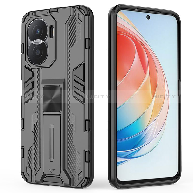 Coque Contour Silicone et Plastique Housse Etui Mat avec Aimant Magnetique Support KC1 pour Huawei Honor X40i 5G Plus