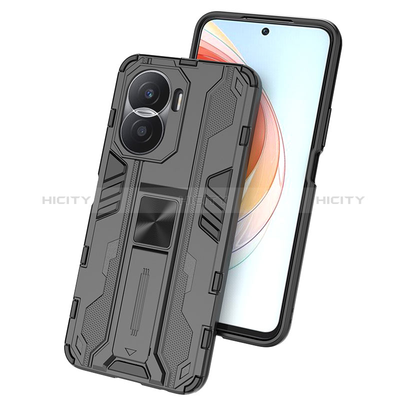 Coque Contour Silicone et Plastique Housse Etui Mat avec Aimant Magnetique Support KC1 pour Huawei Honor X40i 5G Plus