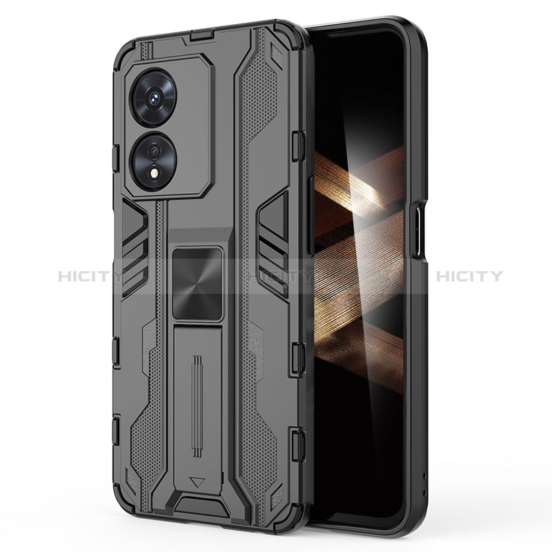 Coque Contour Silicone et Plastique Housse Etui Mat avec Aimant Magnetique Support KC1 pour Huawei Honor X5 Plus Noir Plus