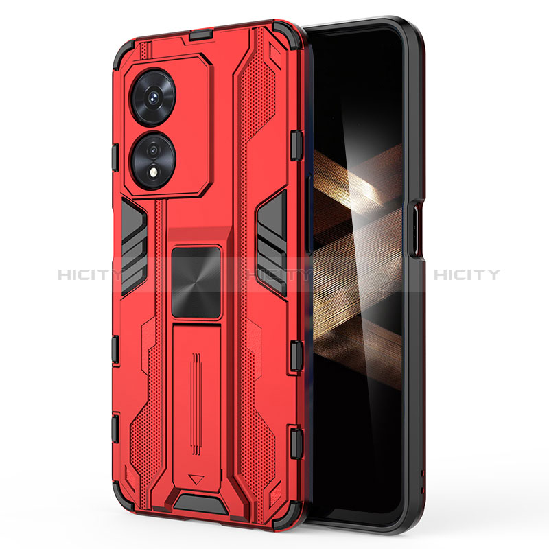 Coque Contour Silicone et Plastique Housse Etui Mat avec Aimant Magnetique Support KC1 pour Huawei Honor X5 Plus Rouge Plus