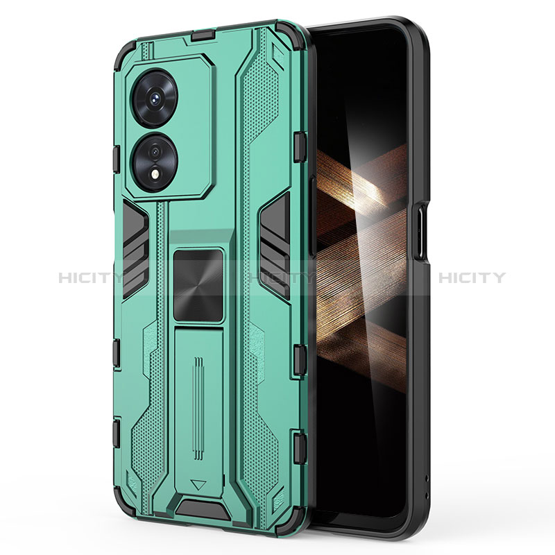 Coque Contour Silicone et Plastique Housse Etui Mat avec Aimant Magnetique Support KC1 pour Huawei Honor X5 Plus Vert Plus