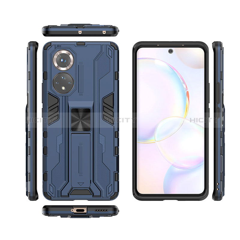 Coque Contour Silicone et Plastique Housse Etui Mat avec Aimant Magnetique Support KC1 pour Huawei Nova 9 Plus