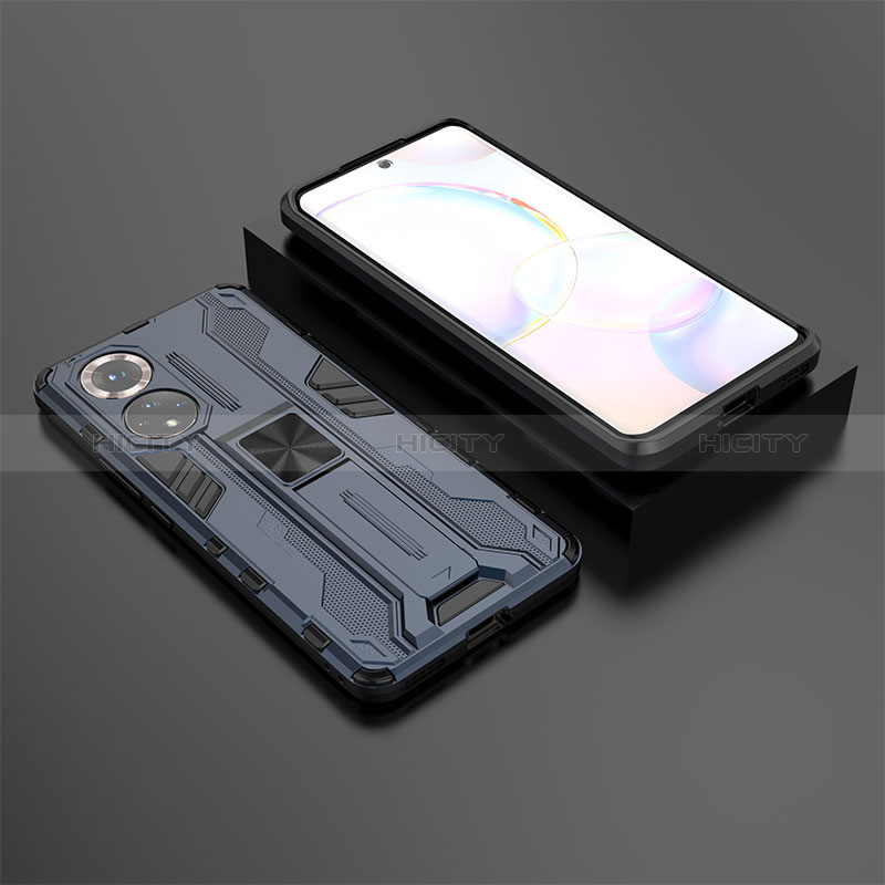 Coque Contour Silicone et Plastique Housse Etui Mat avec Aimant Magnetique Support KC1 pour Huawei Nova 9 Plus