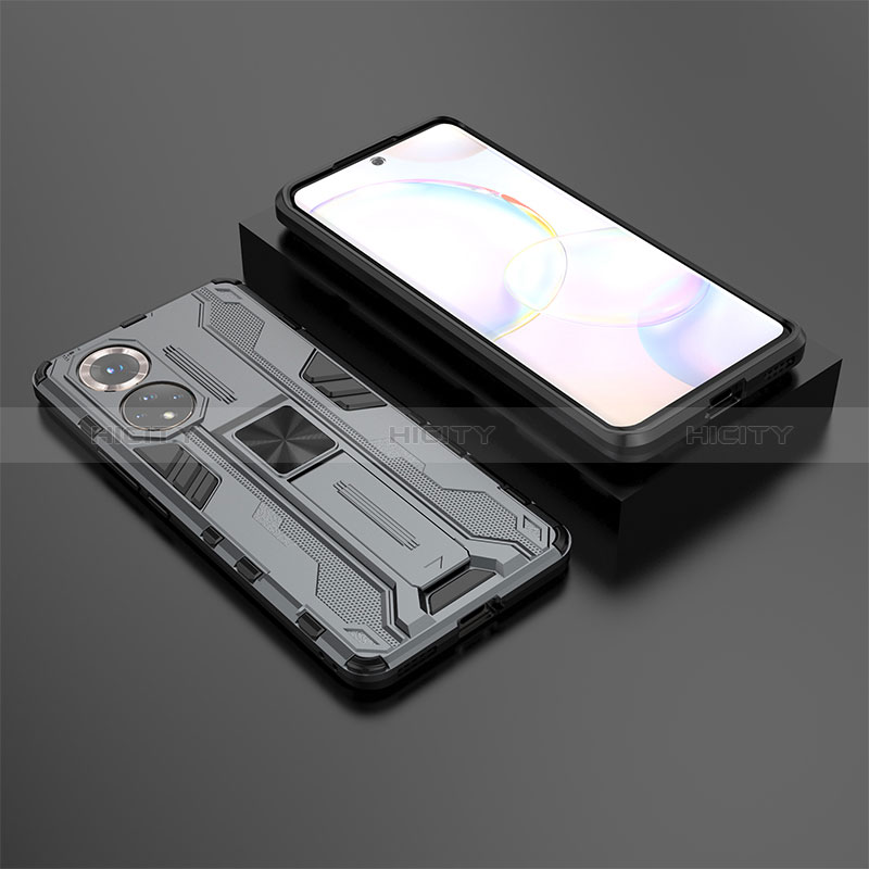 Coque Contour Silicone et Plastique Housse Etui Mat avec Aimant Magnetique Support KC1 pour Huawei Nova 9 Plus