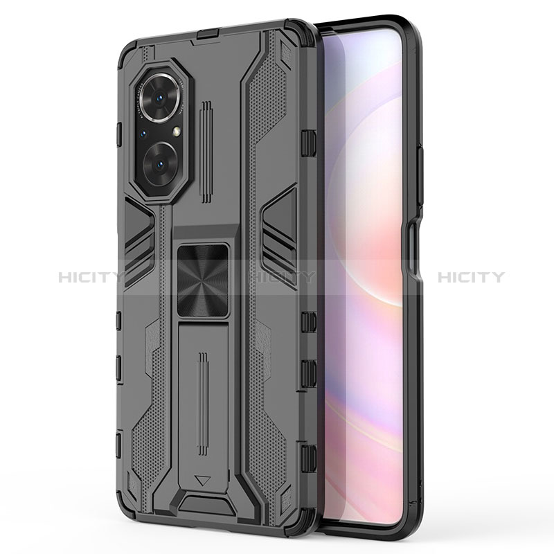 Coque Contour Silicone et Plastique Housse Etui Mat avec Aimant Magnetique Support KC1 pour Huawei Nova 9 SE Noir Plus