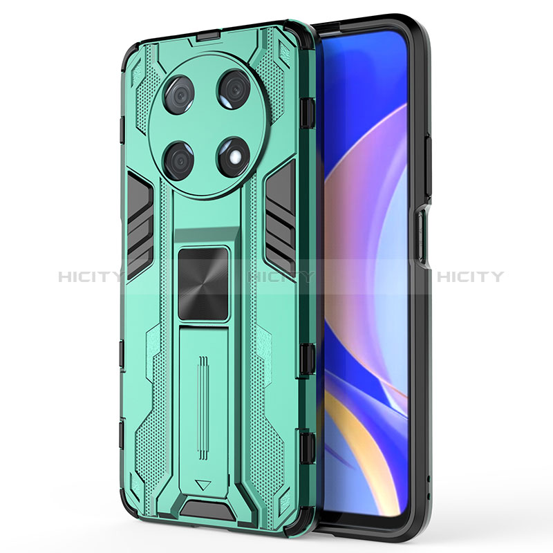 Coque Contour Silicone et Plastique Housse Etui Mat avec Aimant Magnetique Support KC1 pour Huawei Nova Y90 Vert Plus