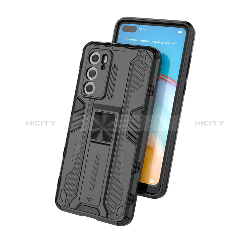 Coque Contour Silicone et Plastique Housse Etui Mat avec Aimant Magnetique Support KC1 pour Huawei P40 Plus