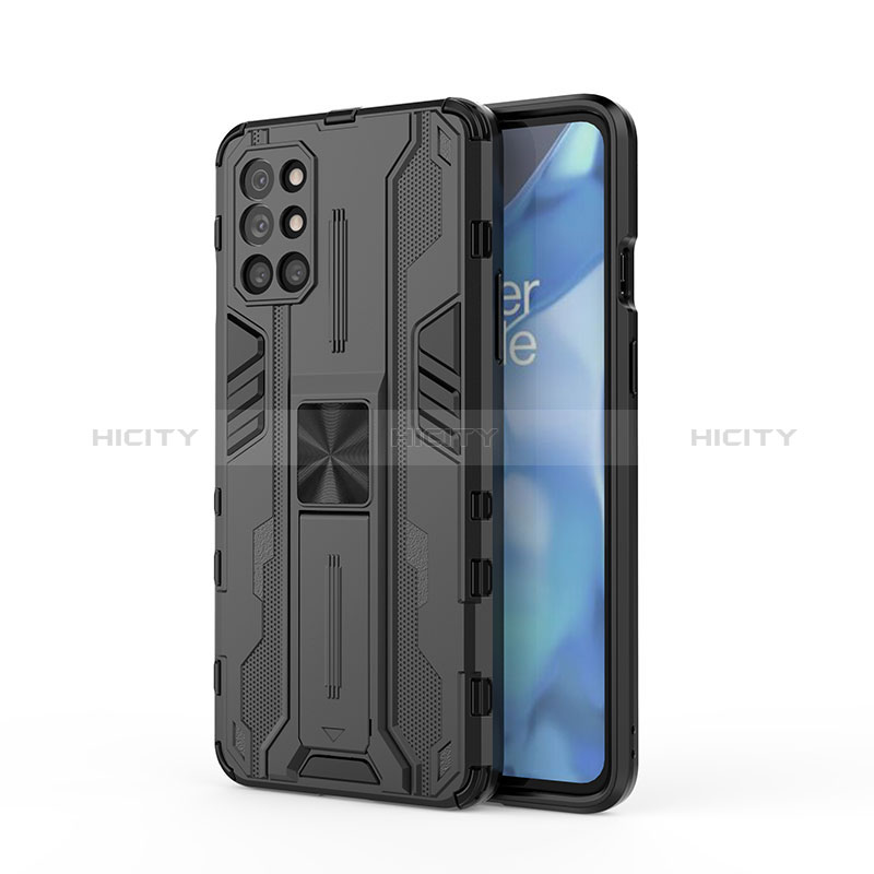 Coque Contour Silicone et Plastique Housse Etui Mat avec Aimant Magnetique Support KC1 pour OnePlus 9R 5G Noir Plus