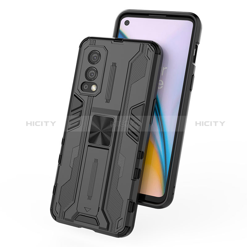 Coque Contour Silicone et Plastique Housse Etui Mat avec Aimant Magnetique Support KC1 pour OnePlus Nord 2 5G Plus