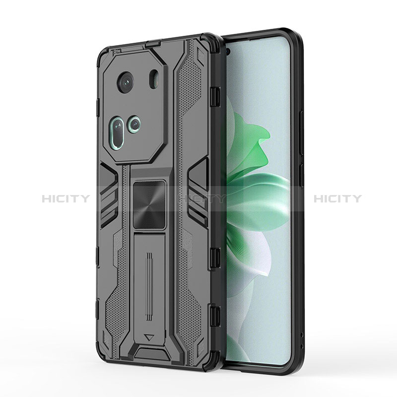 Coque Contour Silicone et Plastique Housse Etui Mat avec Aimant Magnetique Support KC1 pour Oppo Reno11 5G Plus