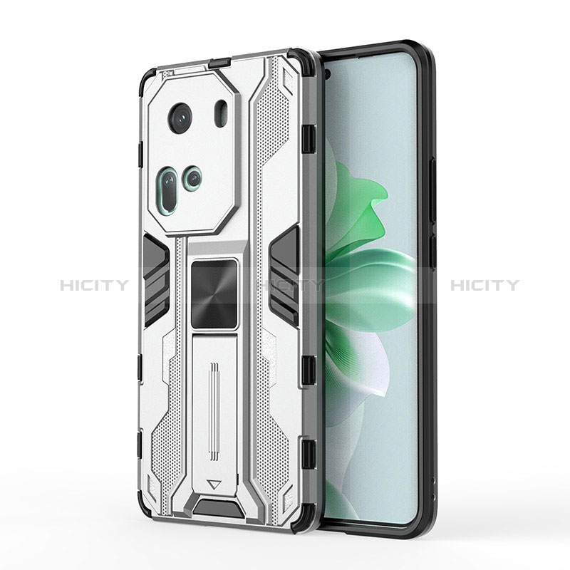 Coque Contour Silicone et Plastique Housse Etui Mat avec Aimant Magnetique Support KC1 pour Oppo Reno11 5G Plus