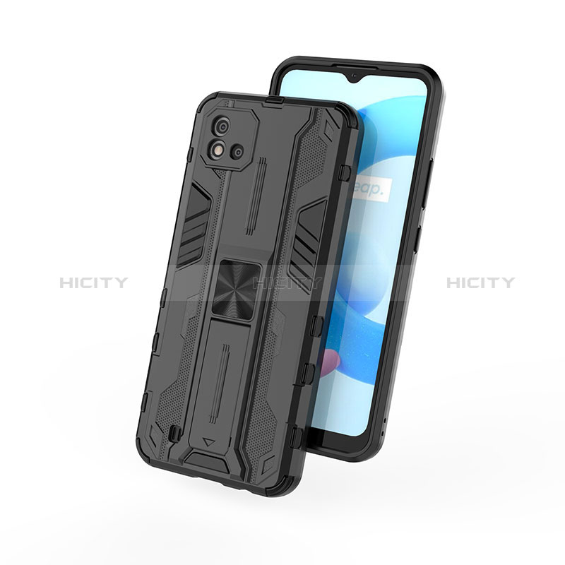 Coque Contour Silicone et Plastique Housse Etui Mat avec Aimant Magnetique Support KC1 pour Realme C11 (2021) Plus