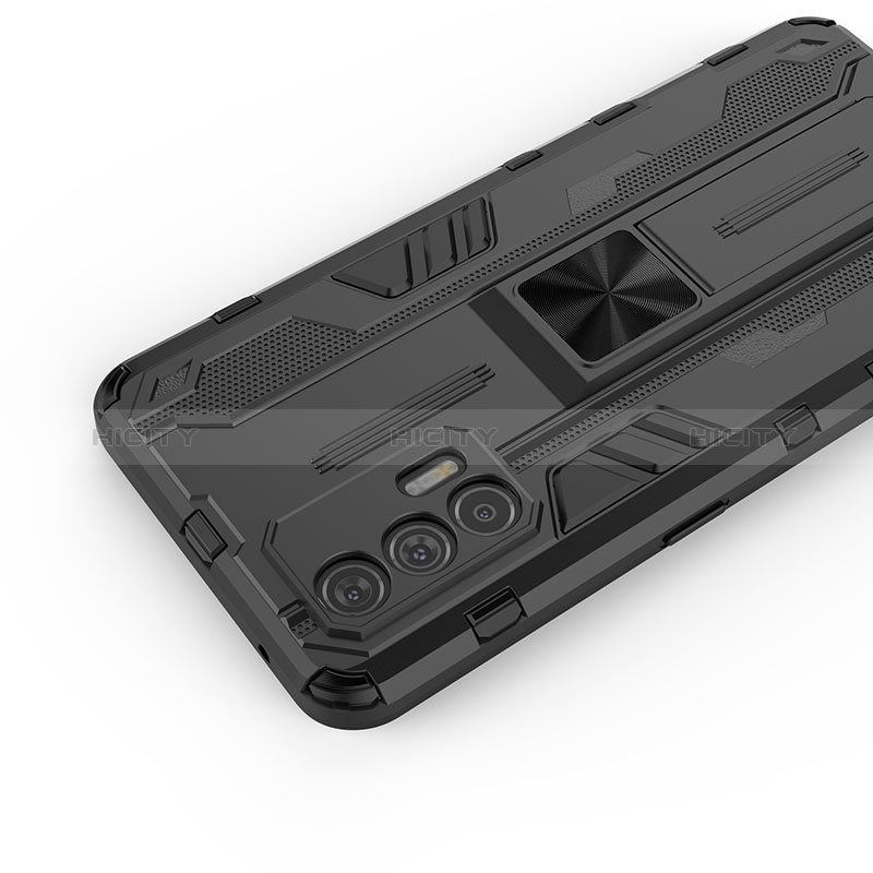 Coque Contour Silicone et Plastique Housse Etui Mat avec Aimant Magnetique Support KC1 pour Realme GT 5G Plus