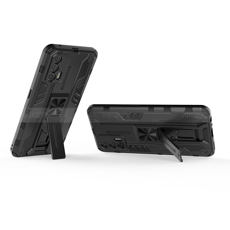 Coque Contour Silicone et Plastique Housse Etui Mat avec Aimant Magnetique Support KC1 pour Realme GT 5G Plus