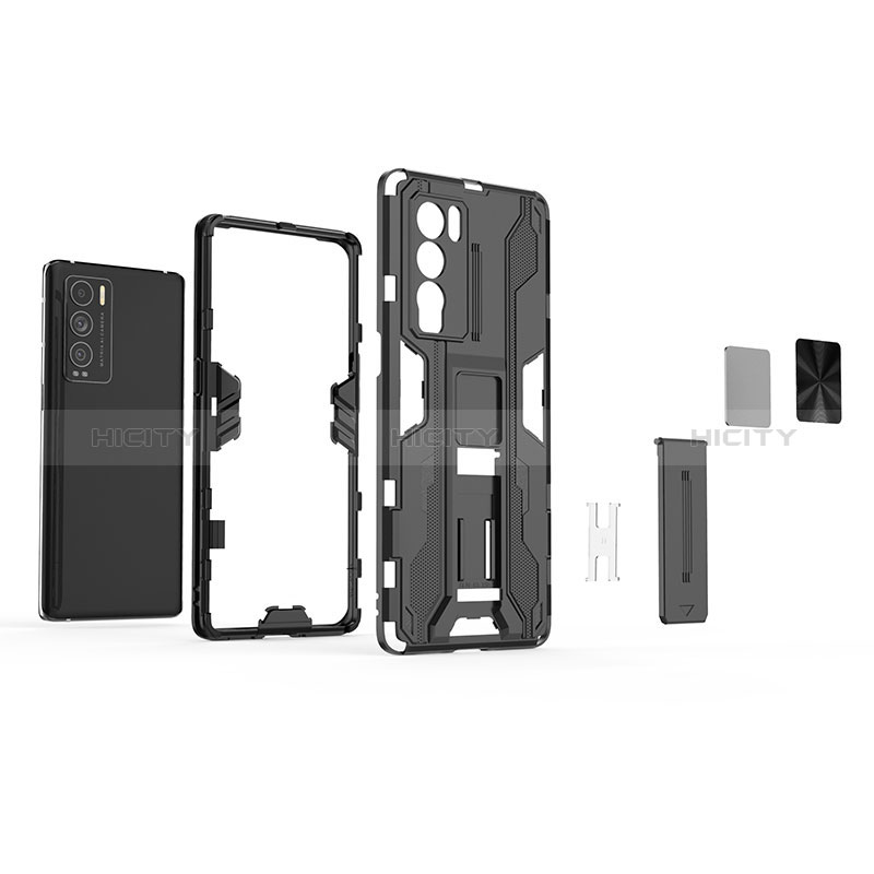 Coque Contour Silicone et Plastique Housse Etui Mat avec Aimant Magnetique Support KC1 pour Realme GT Master Explorer 5G Plus