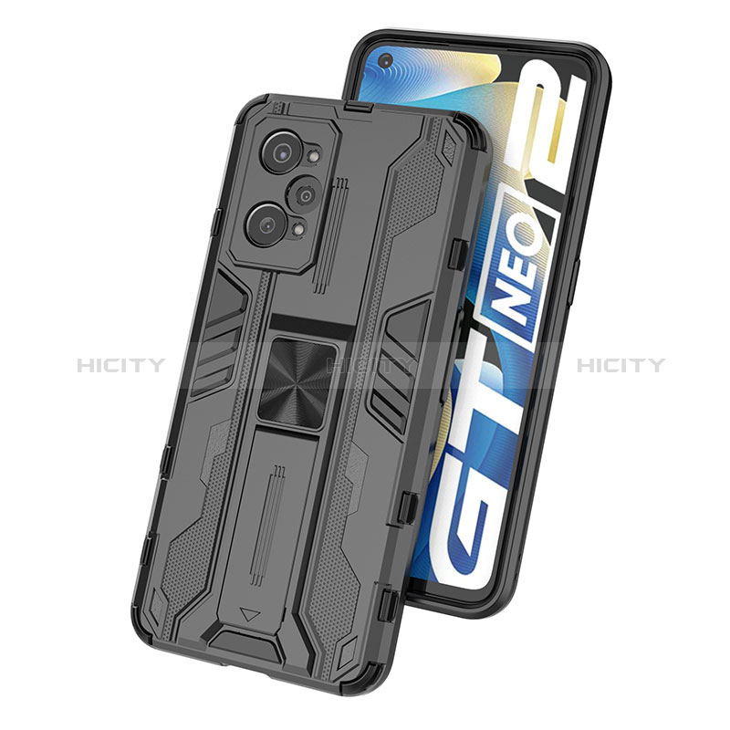 Coque Contour Silicone et Plastique Housse Etui Mat avec Aimant Magnetique Support KC1 pour Realme GT Neo 3T 5G Plus