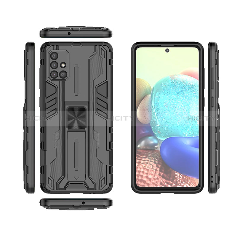 Coque Contour Silicone et Plastique Housse Etui Mat avec Aimant Magnetique Support KC1 pour Samsung Galaxy A71 4G A715 Plus