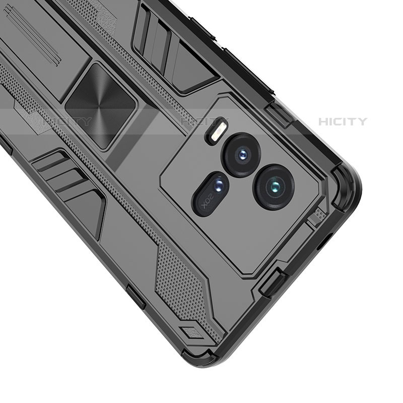 Coque Contour Silicone et Plastique Housse Etui Mat avec Aimant Magnetique Support KC1 pour Vivo iQOO 9T 5G Plus