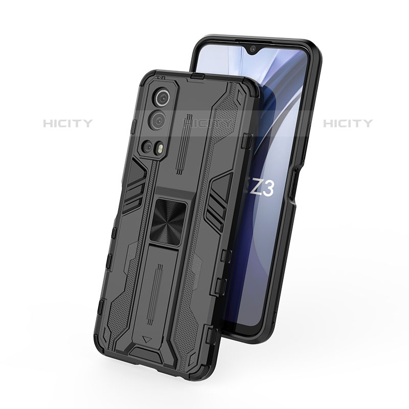 Coque Contour Silicone et Plastique Housse Etui Mat avec Aimant Magnetique Support KC1 pour Vivo iQOO Z3 5G Plus