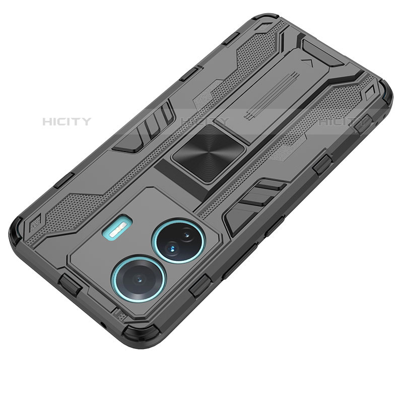 Coque Contour Silicone et Plastique Housse Etui Mat avec Aimant Magnetique Support KC1 pour Vivo iQOO Z6 Pro 5G Plus