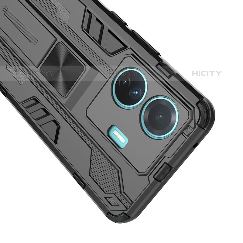 Coque Contour Silicone et Plastique Housse Etui Mat avec Aimant Magnetique Support KC1 pour Vivo iQOO Z6 Pro 5G Plus