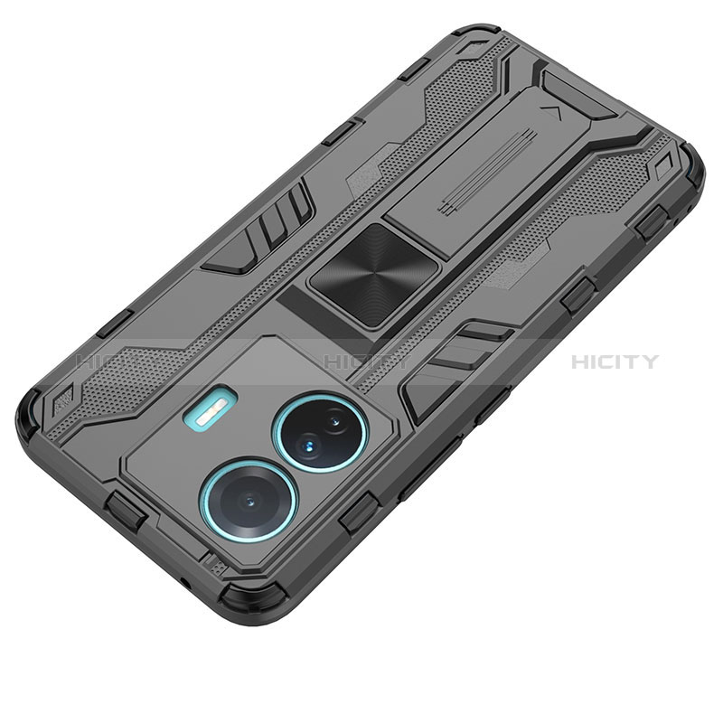 Coque Contour Silicone et Plastique Housse Etui Mat avec Aimant Magnetique Support KC1 pour Vivo T1 5G Plus