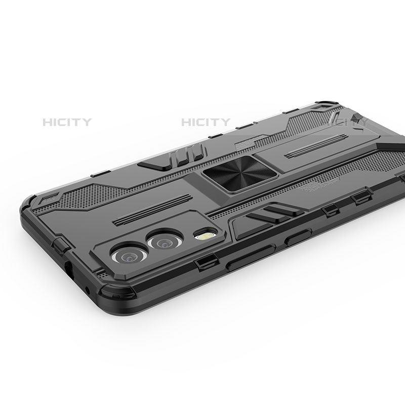 Coque Contour Silicone et Plastique Housse Etui Mat avec Aimant Magnetique Support KC1 pour Vivo V21e 5G Plus