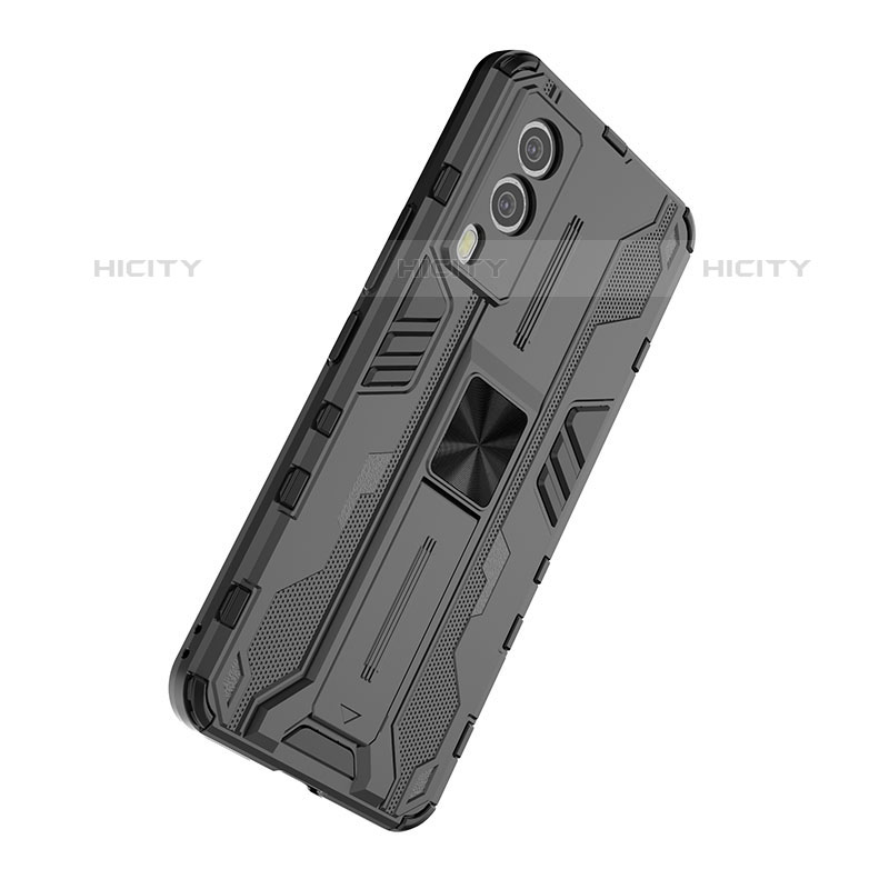 Coque Contour Silicone et Plastique Housse Etui Mat avec Aimant Magnetique Support KC1 pour Vivo V21e 5G Plus