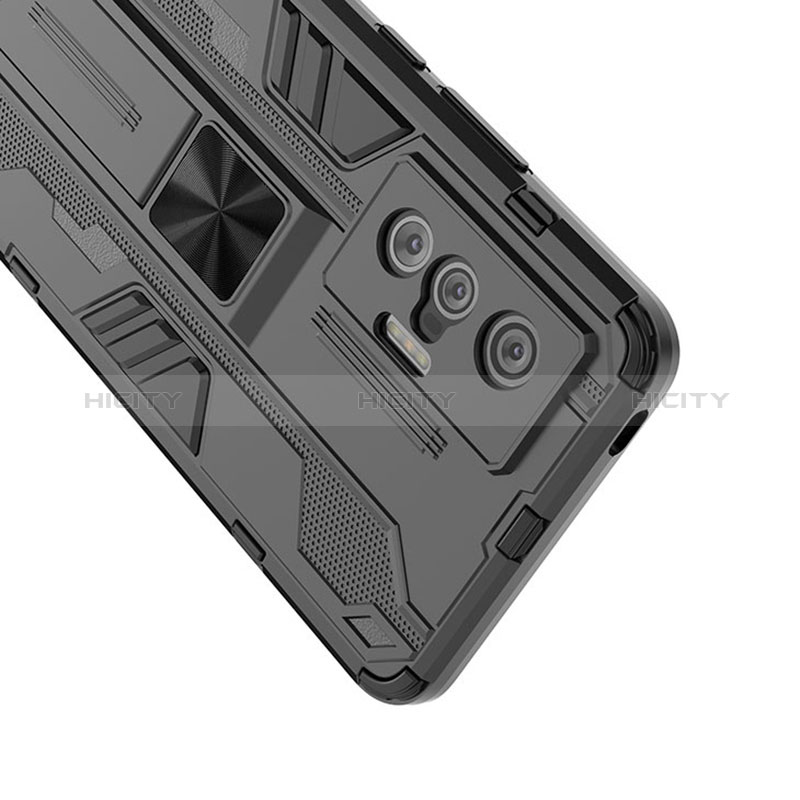 Coque Contour Silicone et Plastique Housse Etui Mat avec Aimant Magnetique Support KC1 pour Vivo X70t Plus