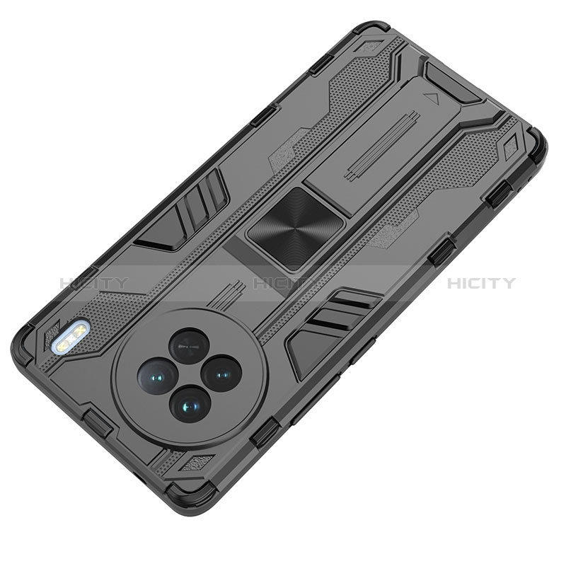 Coque Contour Silicone et Plastique Housse Etui Mat avec Aimant Magnetique Support KC1 pour Vivo X90 5G Plus