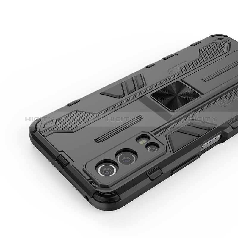 Coque Contour Silicone et Plastique Housse Etui Mat avec Aimant Magnetique Support KC1 pour Vivo Y72 5G Plus